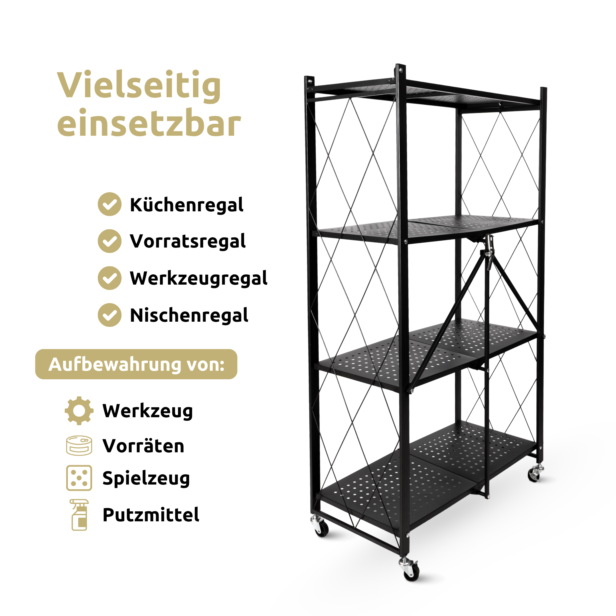 Klappbares Regal mit 4 Etagen 72x34x127 cm