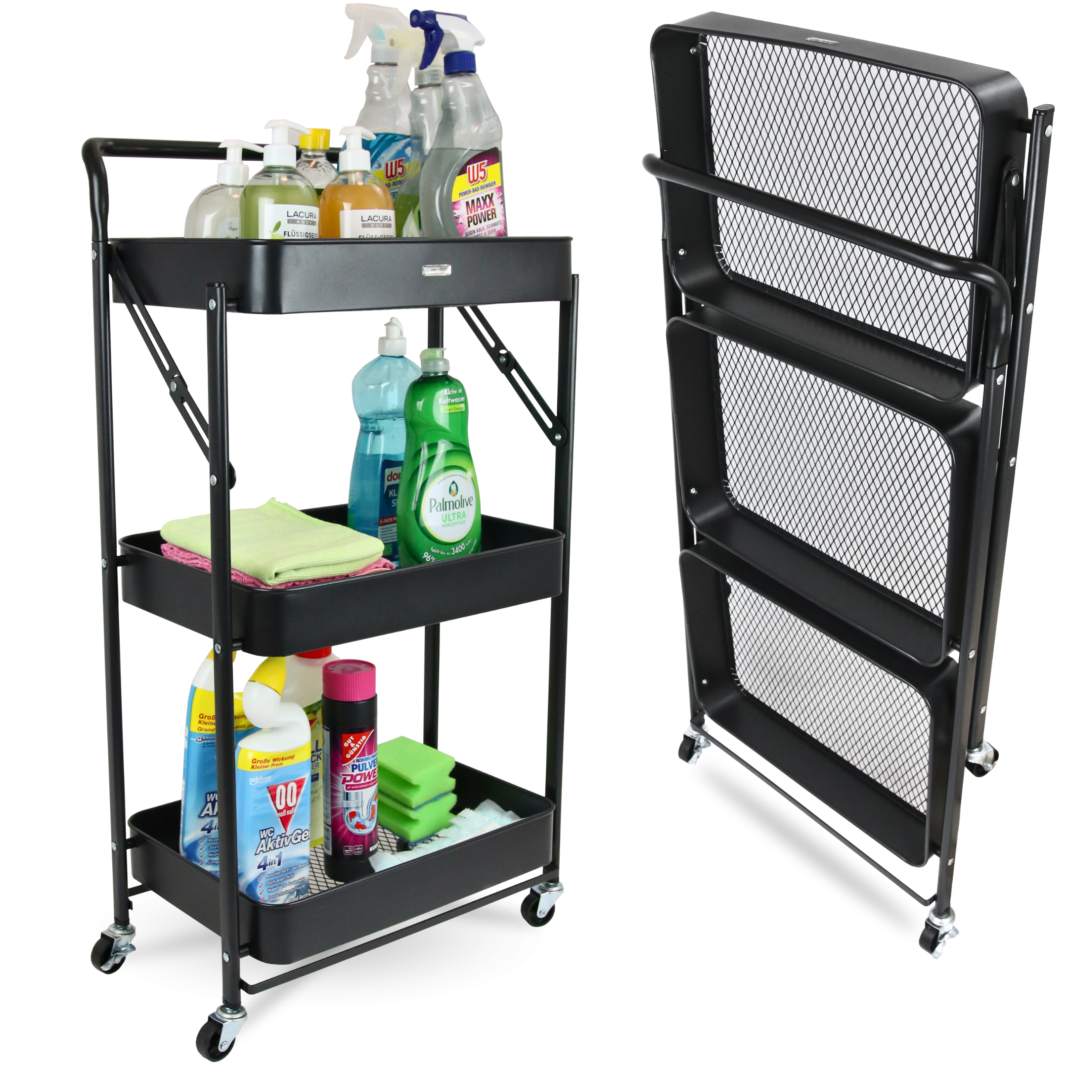 Klappbarer Rollwagen mit 3 Ebenen