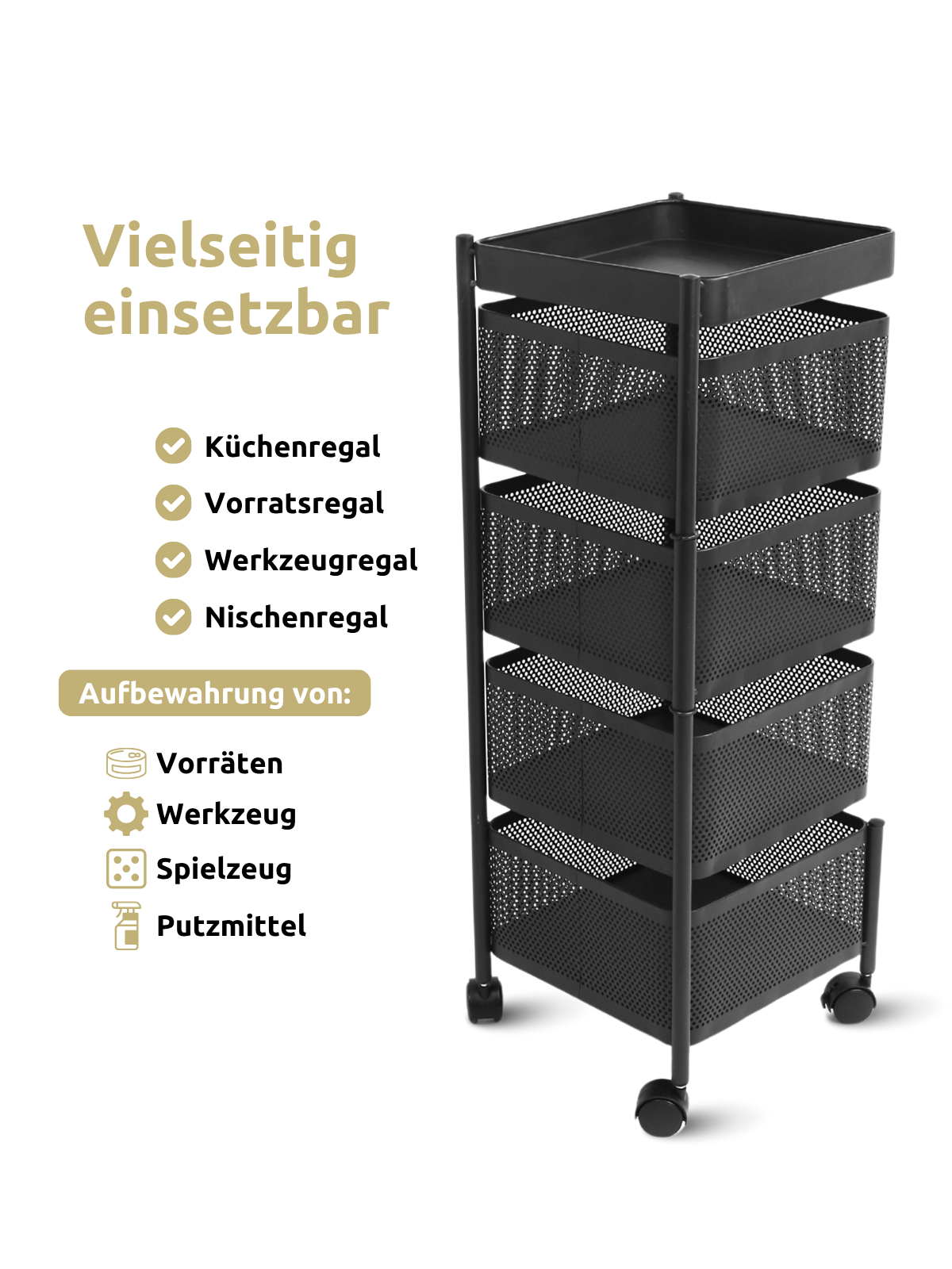 Rollwagen mit 4 schwenkbaren Ebenen