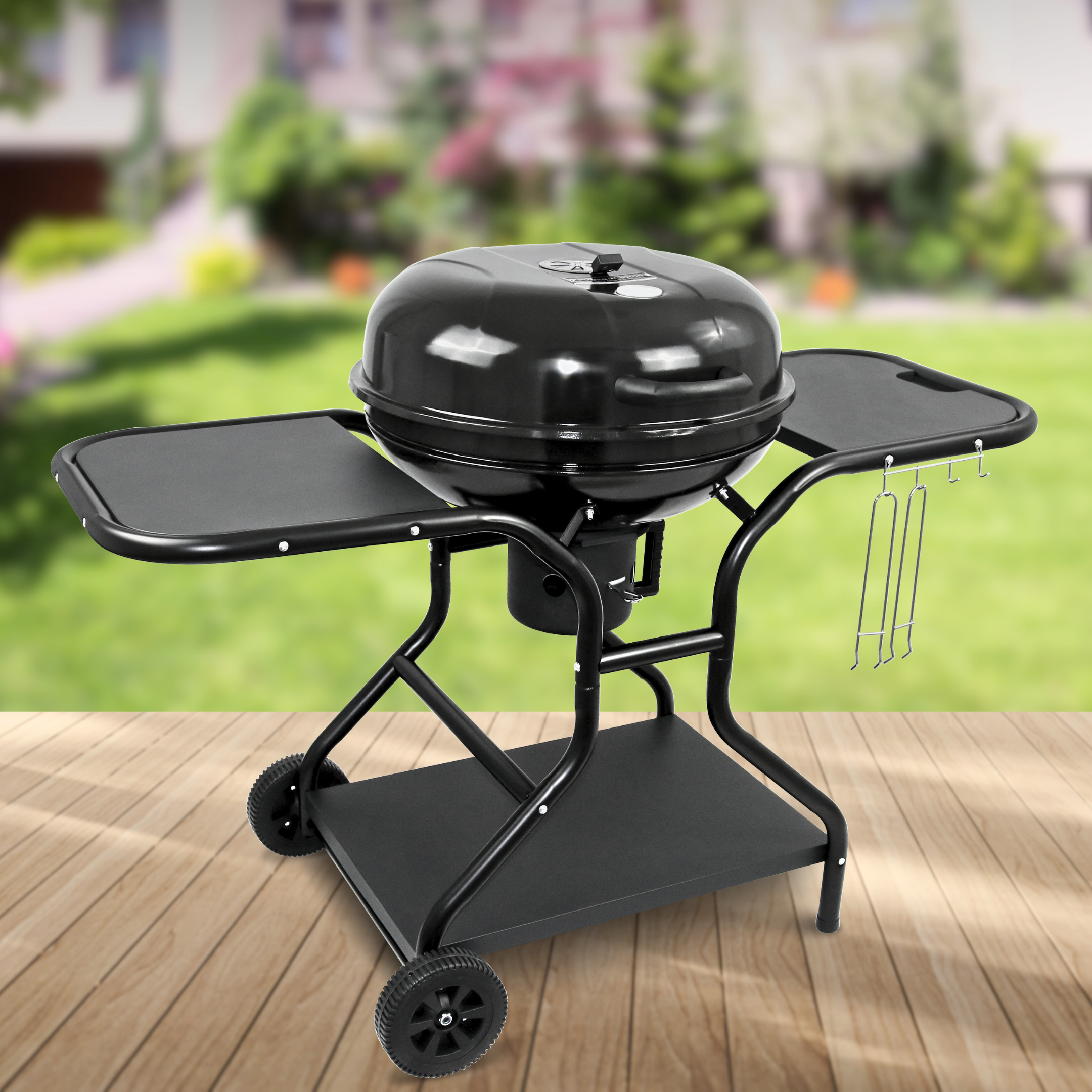 BBQ Kugelgrill mit zwei Ablagen und Grillhandschuhen