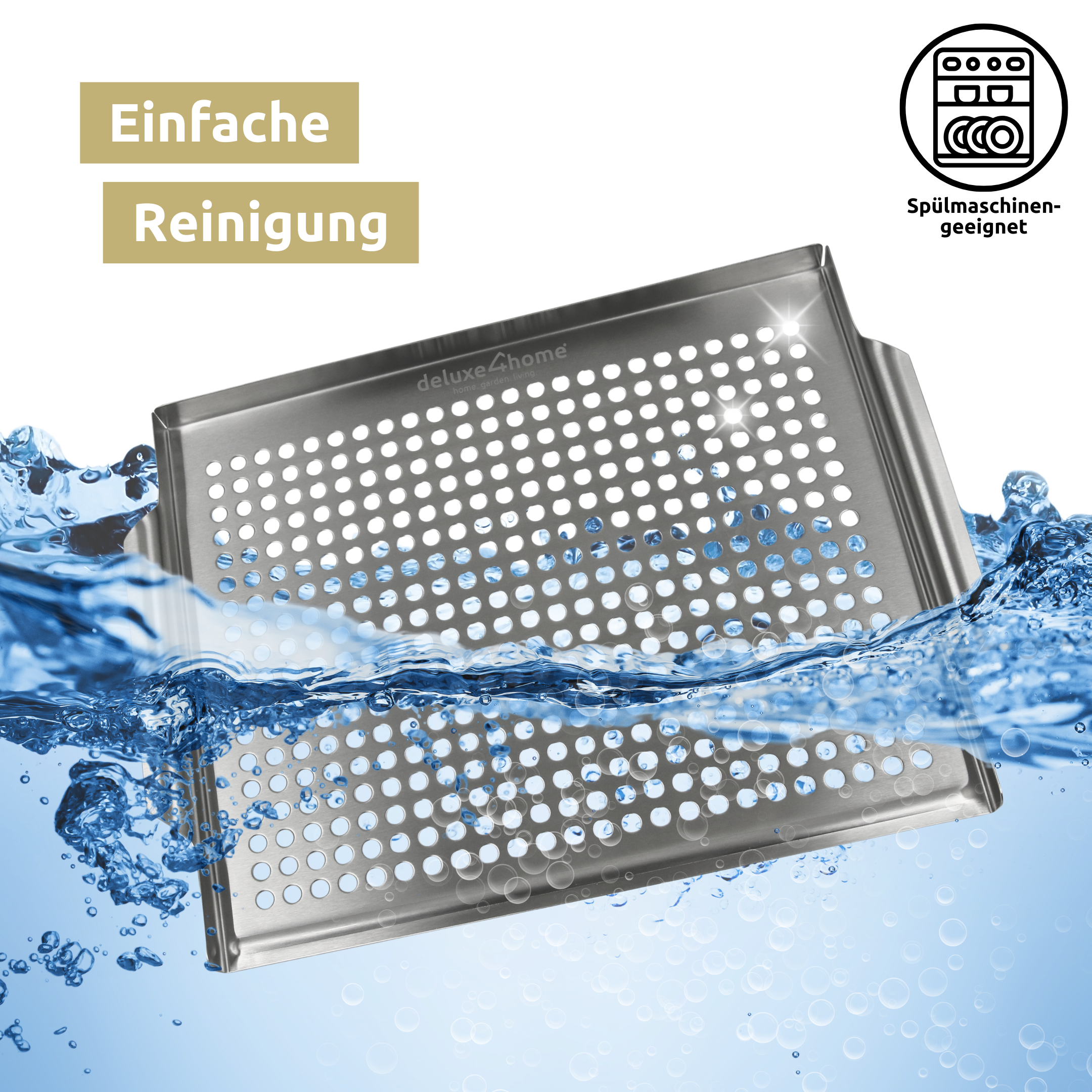 Grillschale Edelstahl 40x30 cm I geeignet für alle Grillarten, Spülmaschinengeeignet