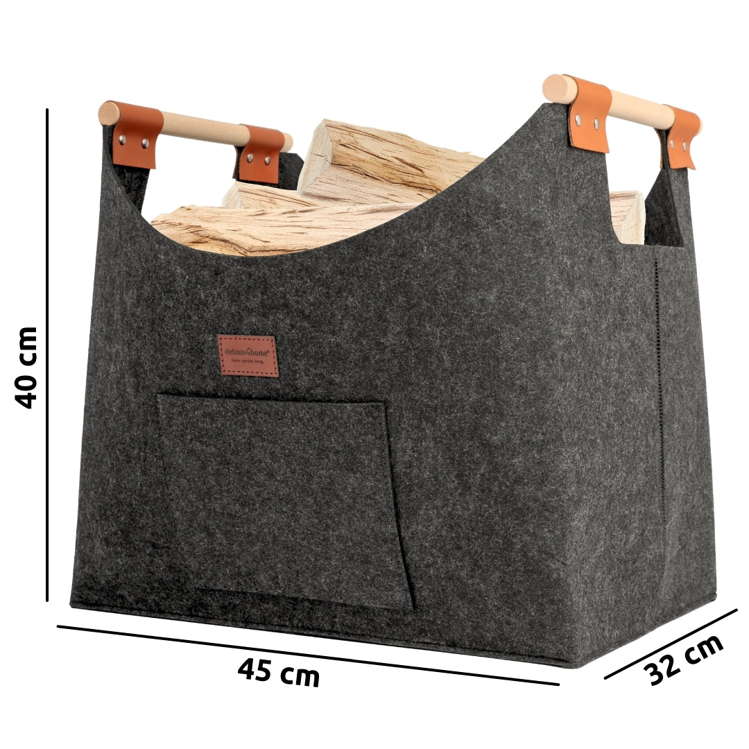 XL Multifunktions Korb I Filztasche für Brennholz, Einkauf, Aufbewahrung