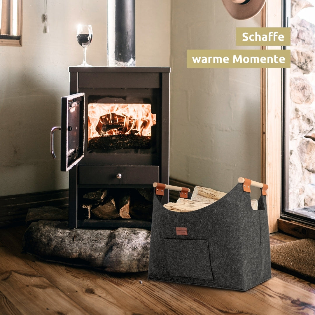 XL Multifunktions Korb I Filztasche für Brennholz, Einkauf, Aufbewahrung