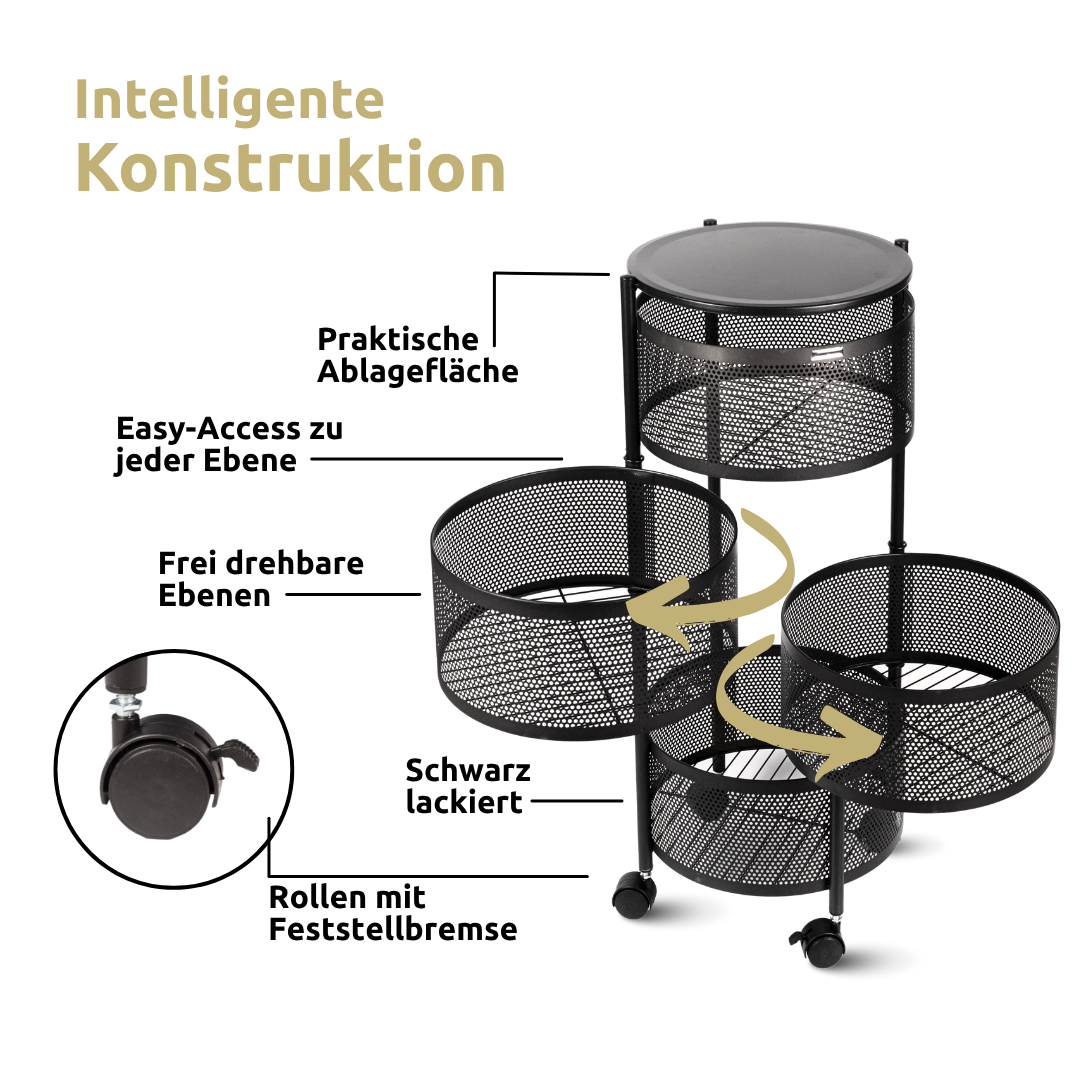 Rollwagen mit 4 schwenkbaren Ebenen