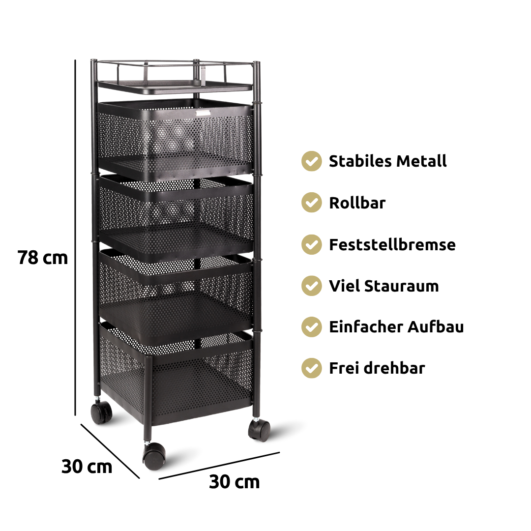 Rollwagen mit 4 schwenkbaren Ebenen