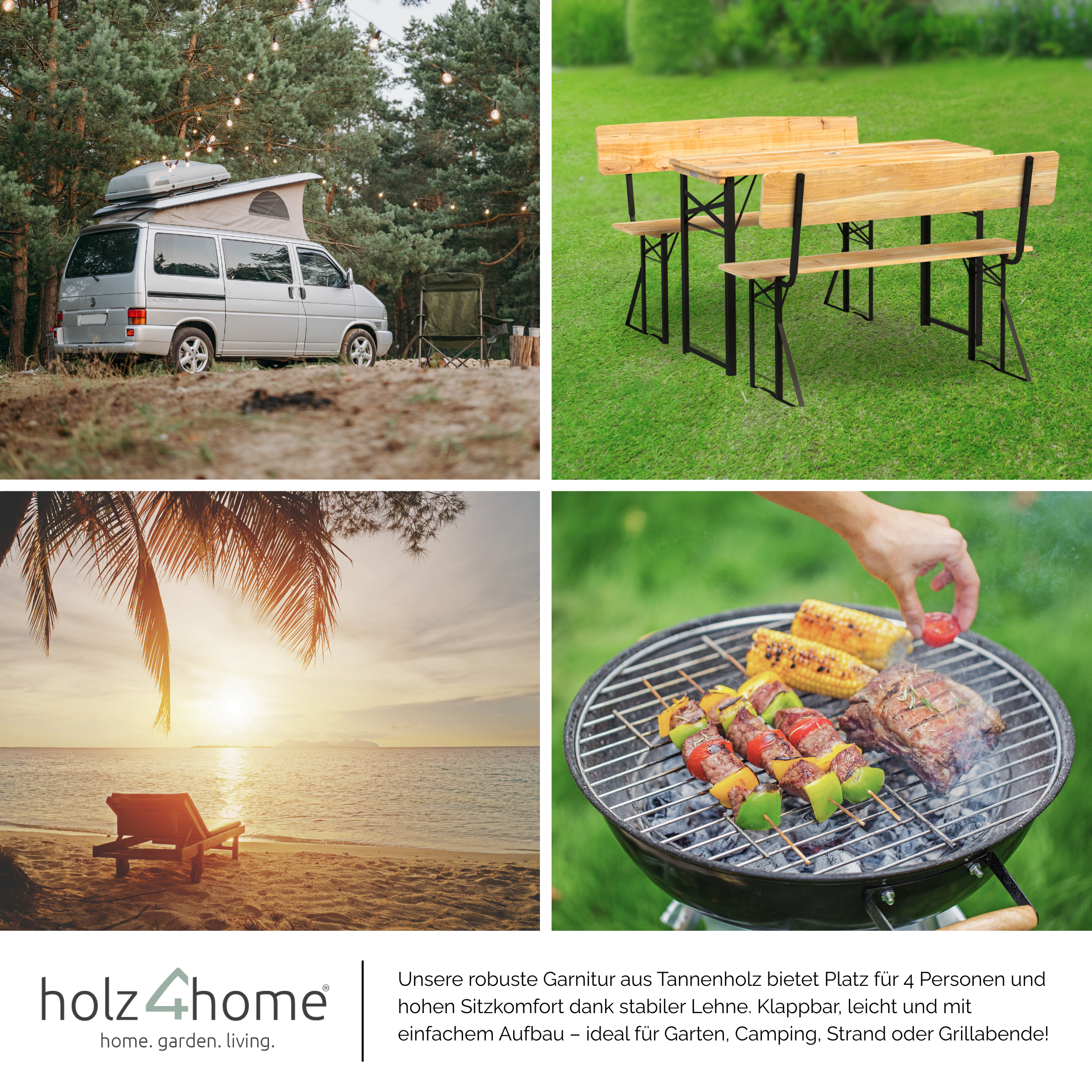 Bierzeltgarnitur - mehrteilig & klappbar inkl. Wandhalterung