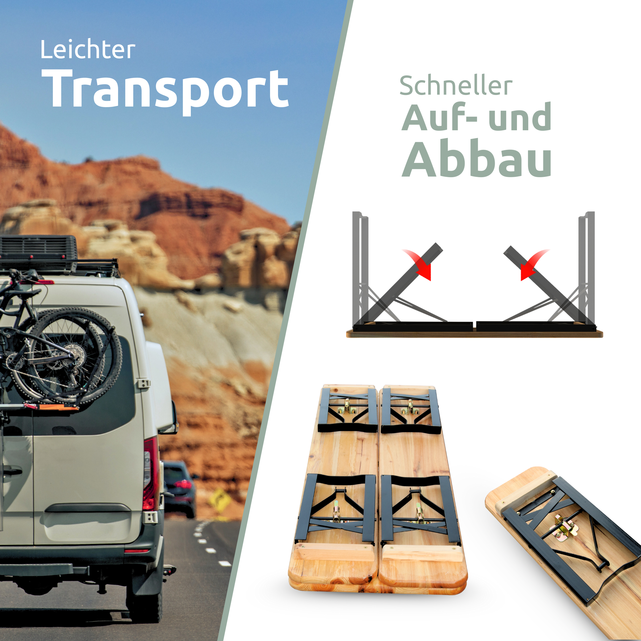 Bierzeltgarnitur - mehrteilig & klappbar inkl. Wandhalterung