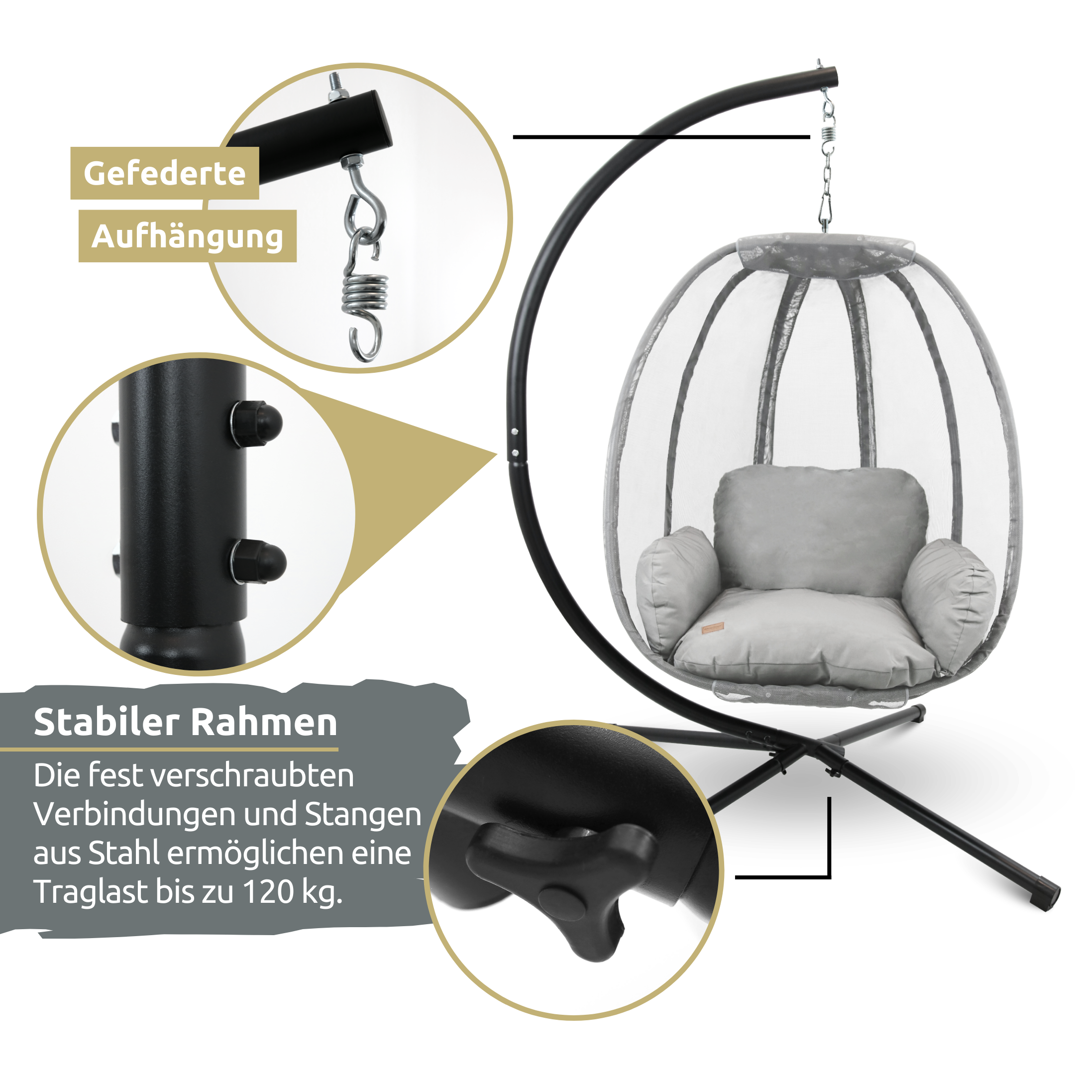 Hängesessel mit Gestell I Indoor & Outdoor inkl. Kuscheldecke