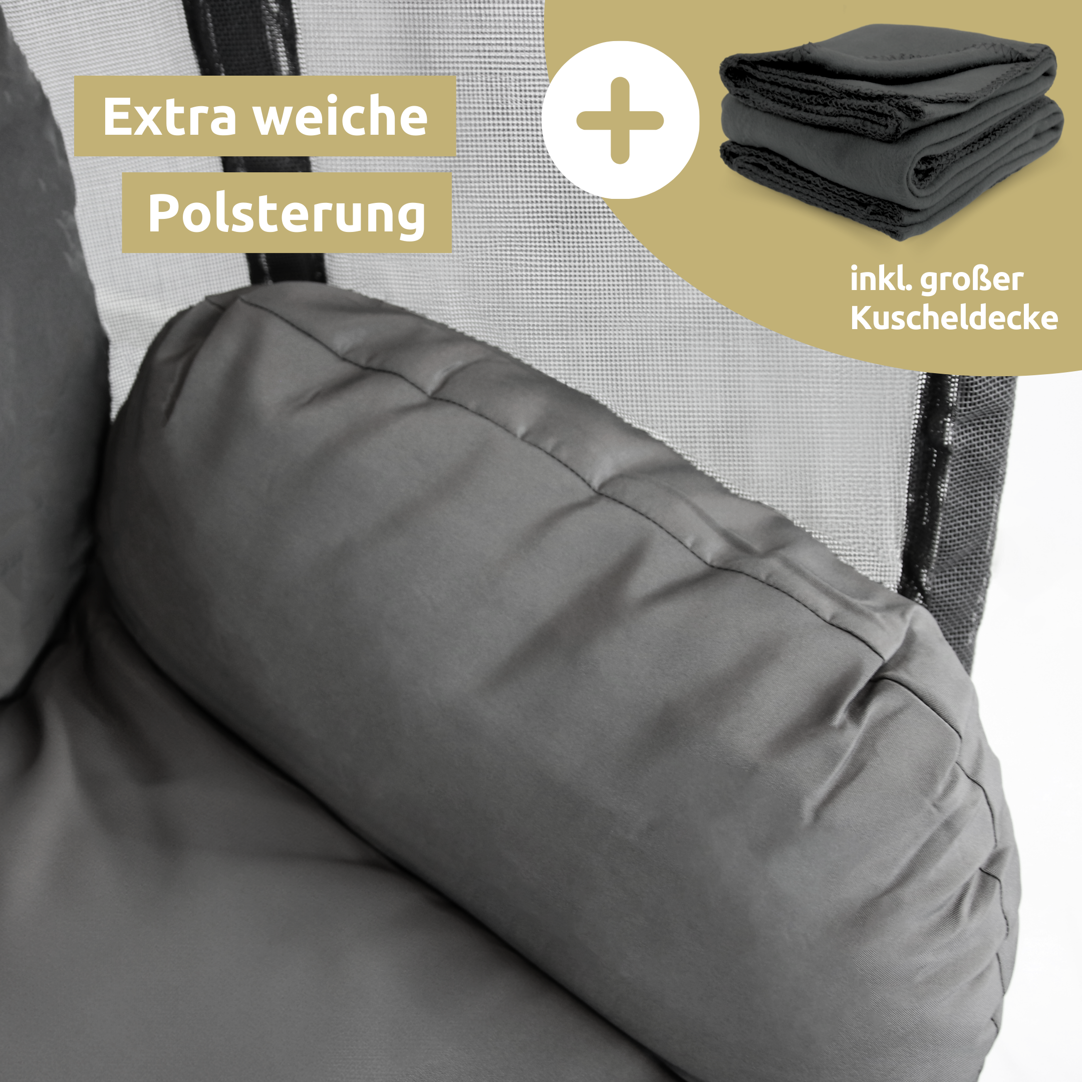 Hängesessel mit Gestell I Indoor & Outdoor inkl. Kuscheldecke