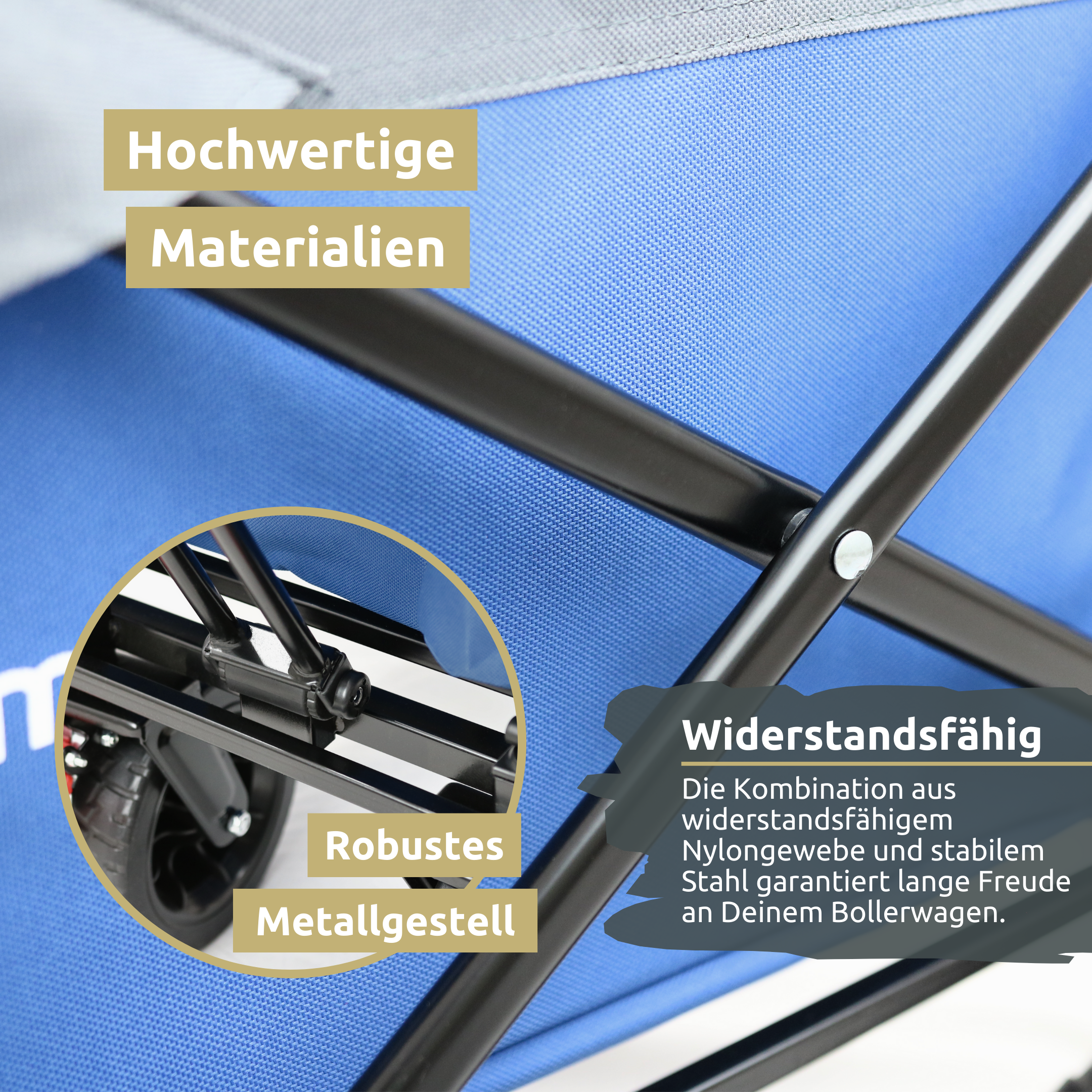 Bollerwagen faltbar mit Dach I Extra Breite Reifen
