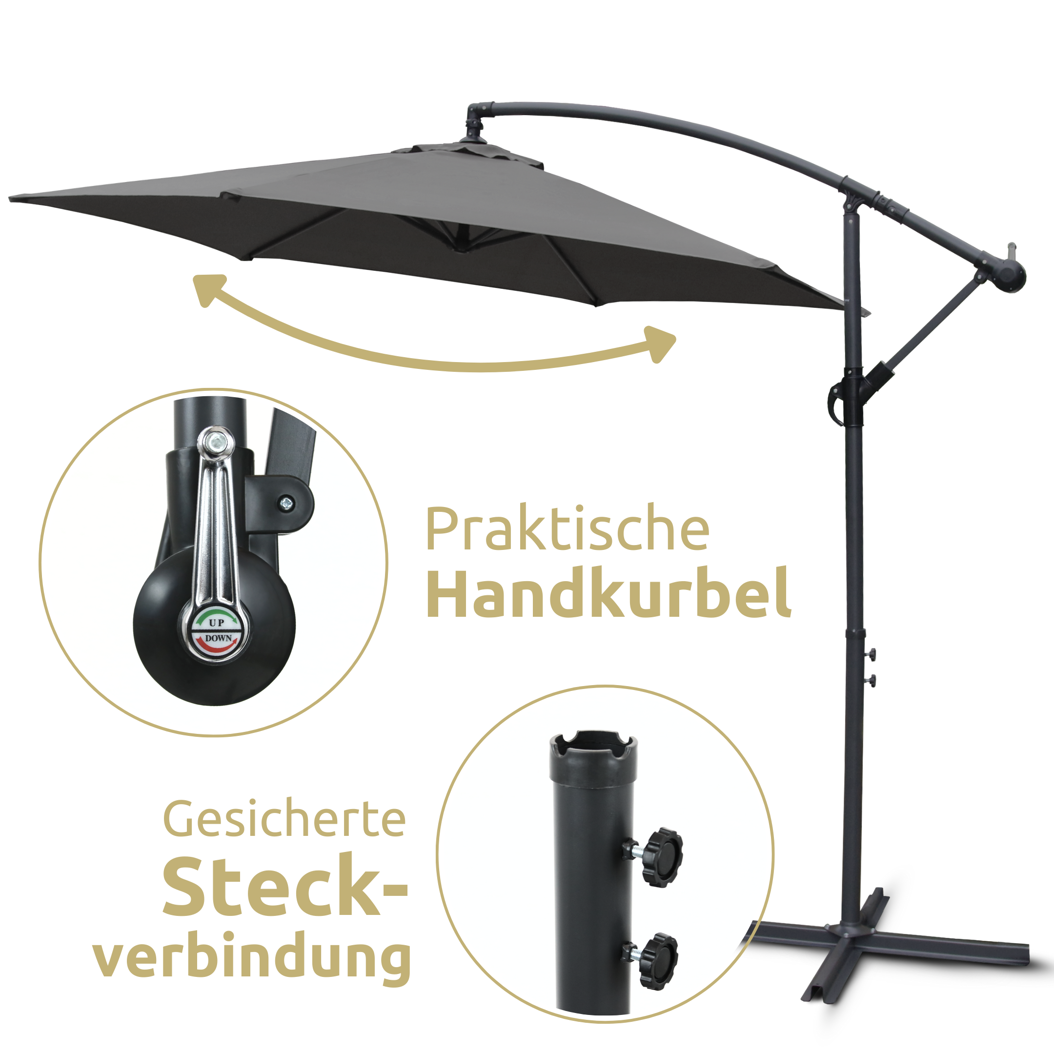Sonnenschirm Ampelschirm mit Ständer ⌀ 270cm