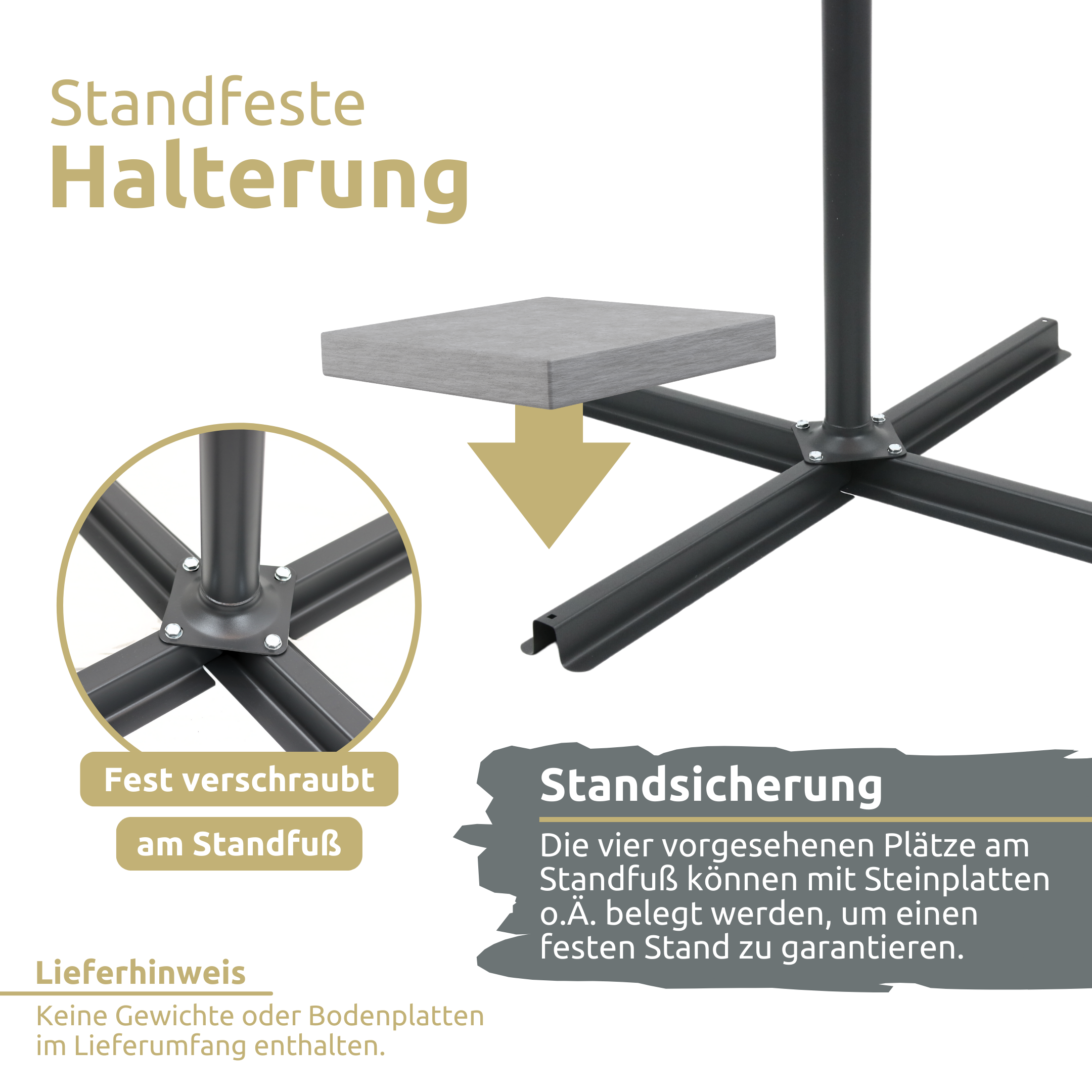 Sonnenschirm Ampelschirm mit Ständer ⌀ 270cm