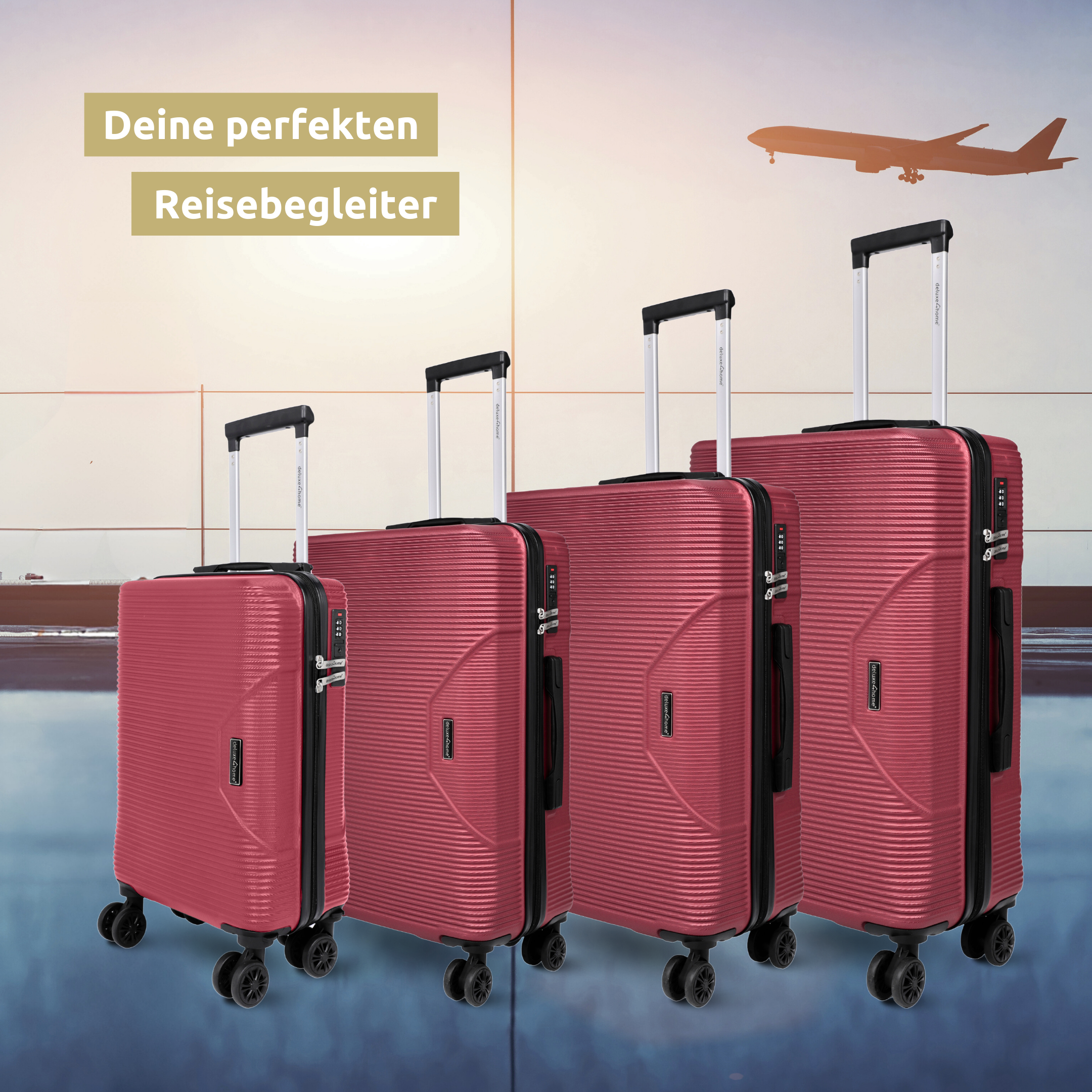 4-teiliges Hartschalenkofferset mit Schloss