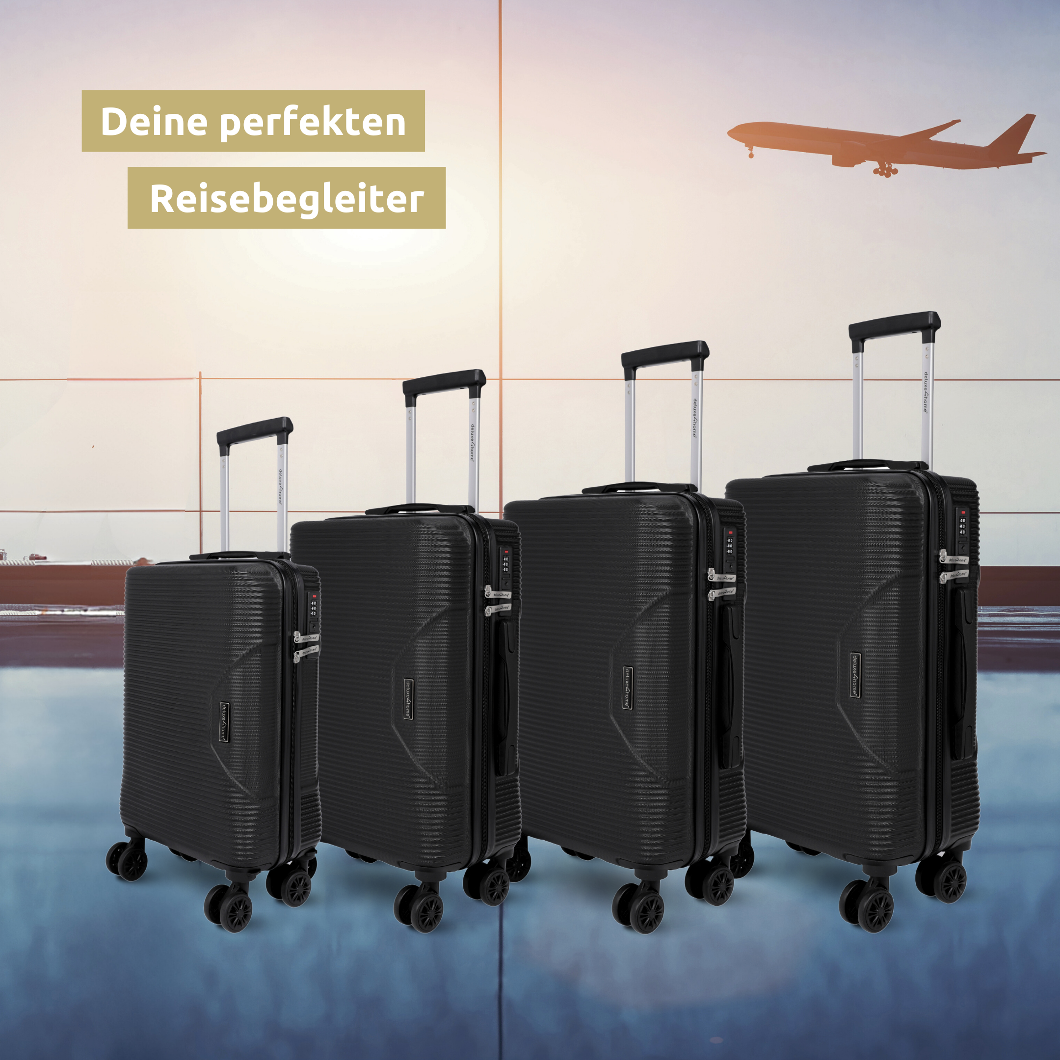 4-teiliges Hartschalenkofferset mit Schloss