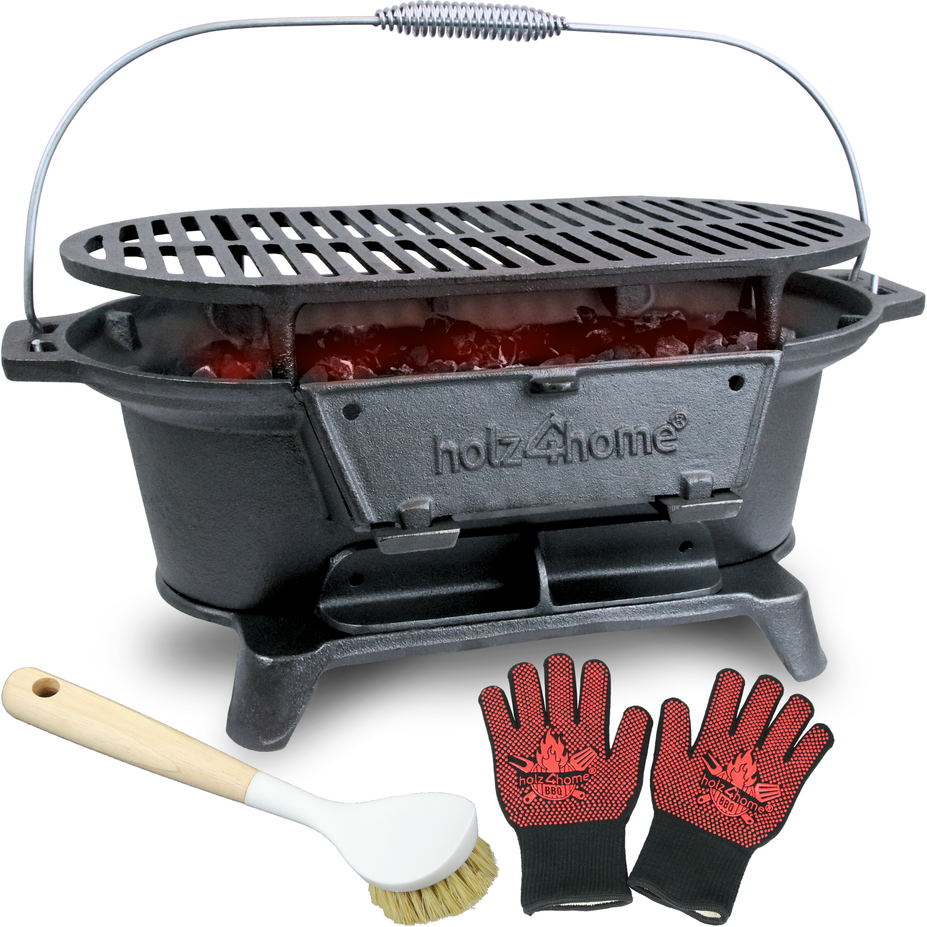 XXL Gusseisen Holzkohle Grill mit Grillrost | Camping Grill, Hibachi Style