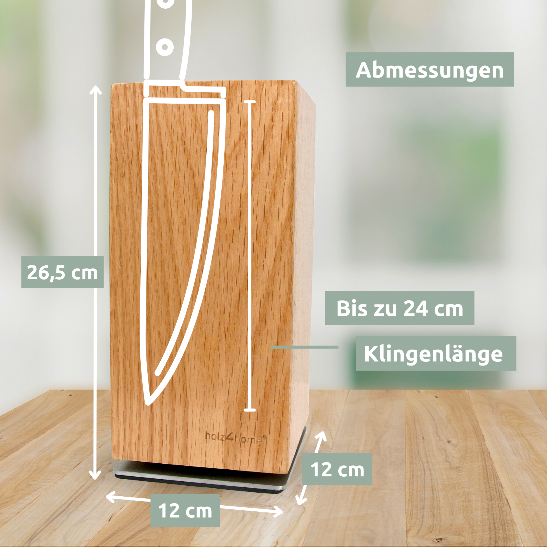 Magnetischer Messerblock 360° drehbar aus Eichenholz