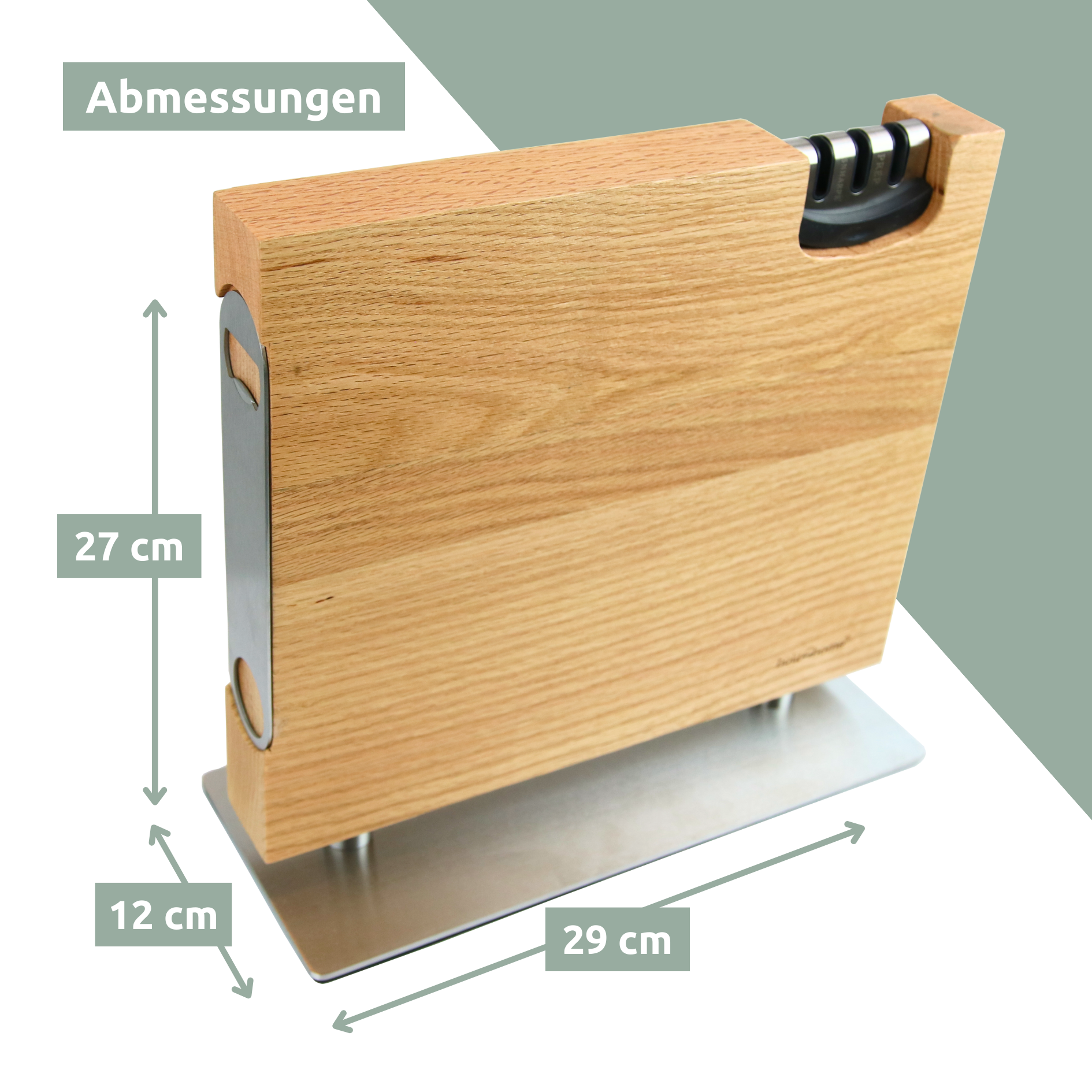 Magnetischer Messerblock aus Eichenholz - inkl. Flaschenöffner & Messerschärfer