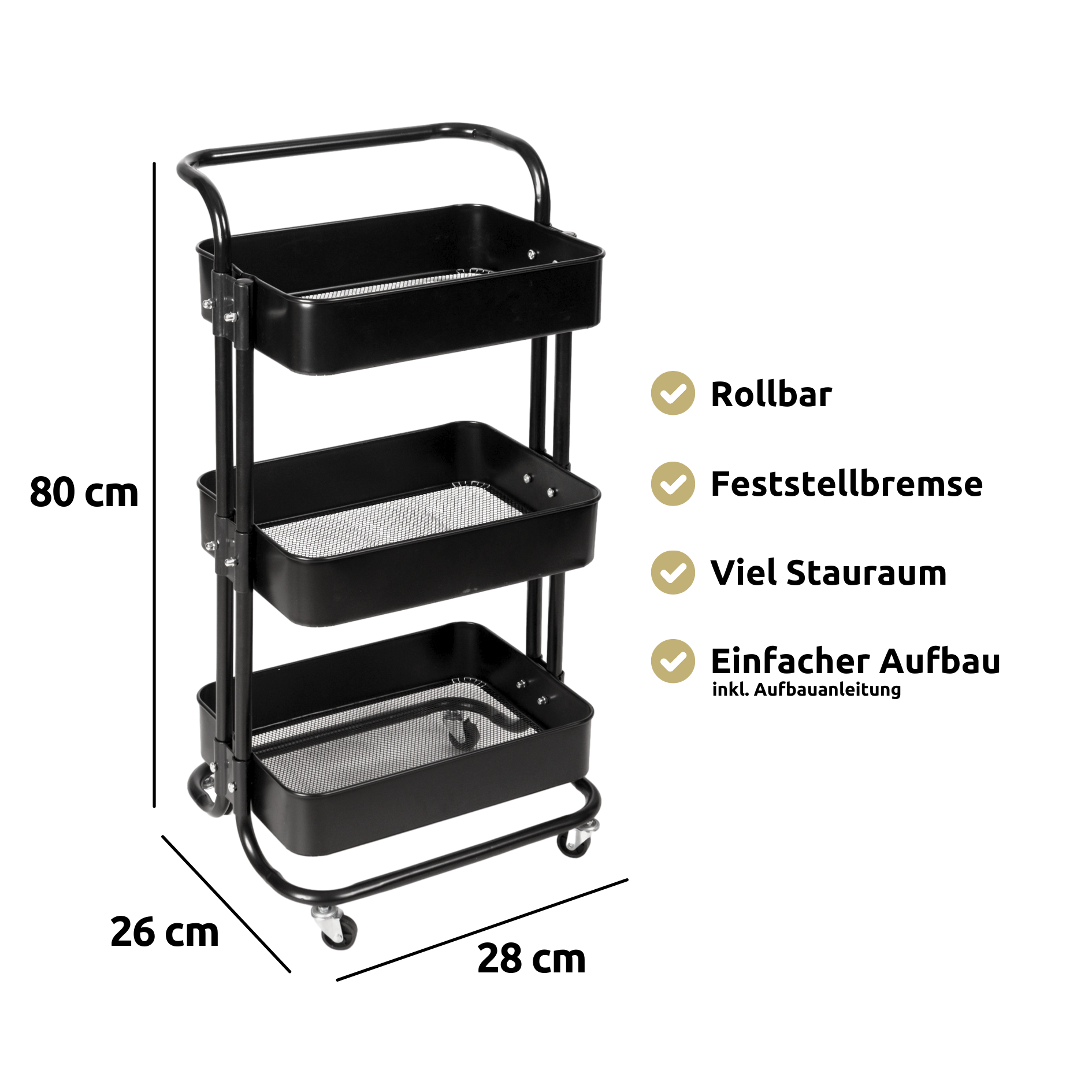 Rollwagen mit 3 Ablagen