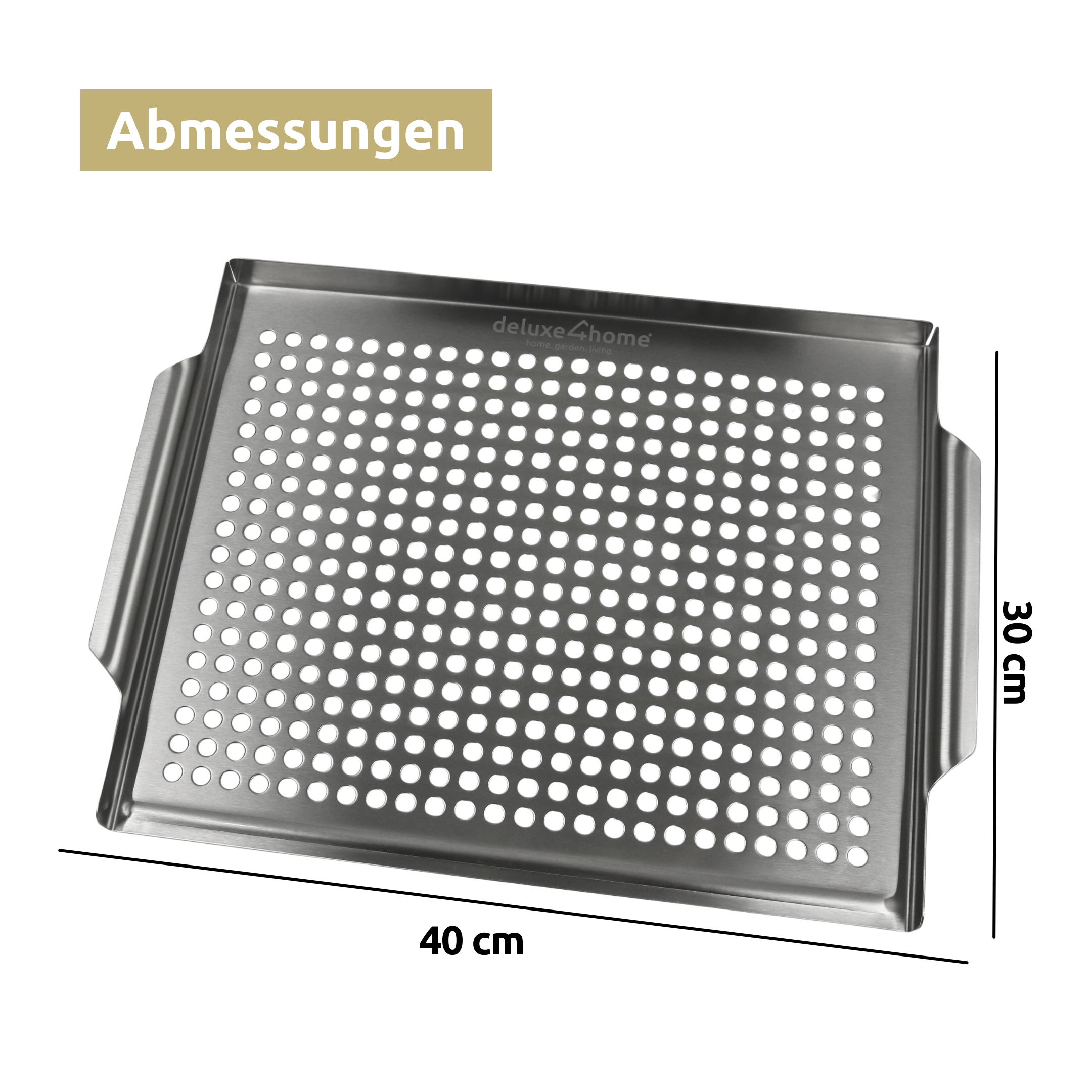 Grillschale Edelstahl 40x30 cm I geeignet für alle Grillarten, Spülmaschinengeeignet