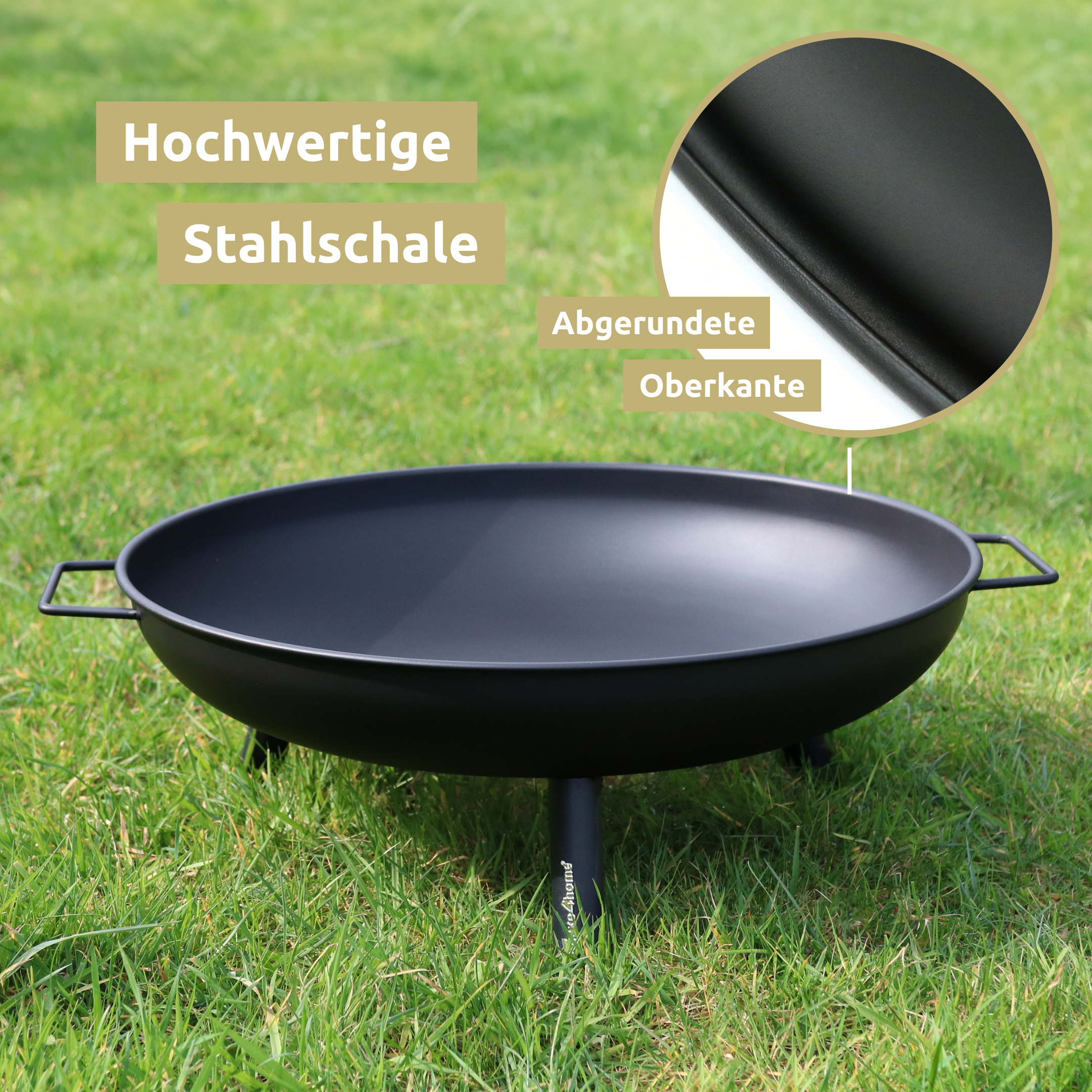 Feuerschale mit drei Standfüßen, Durchmesser 58 cm, schwarz