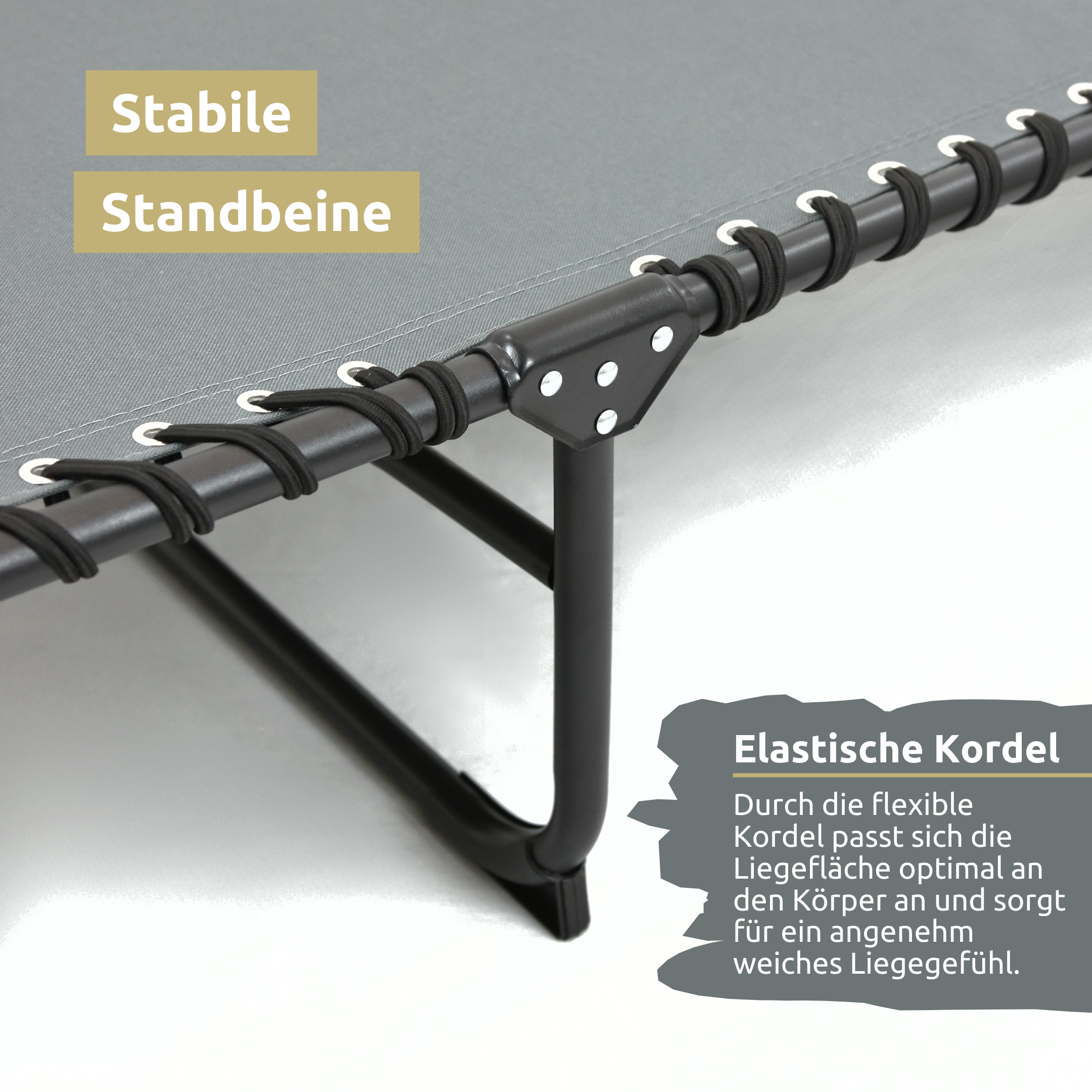 Elastische Kordel - die Liegefläche passt sich optimal an den Körper an