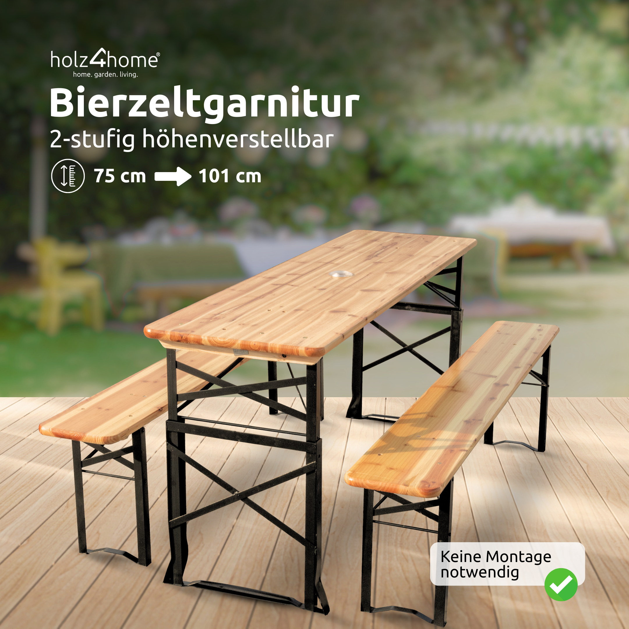 Bierzeltgarnitur - mehrteilig & klappbar inkl. Wandhalterung