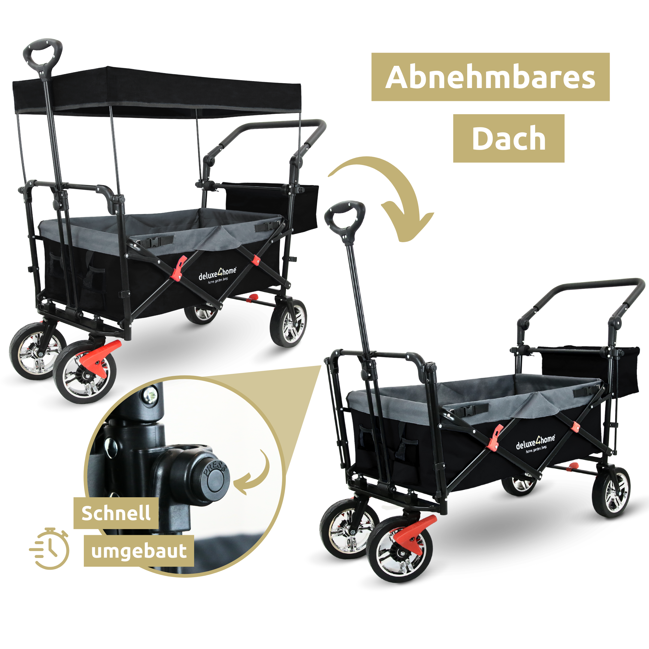 Bollerwagen | Transportwagen faltbar mit Dach