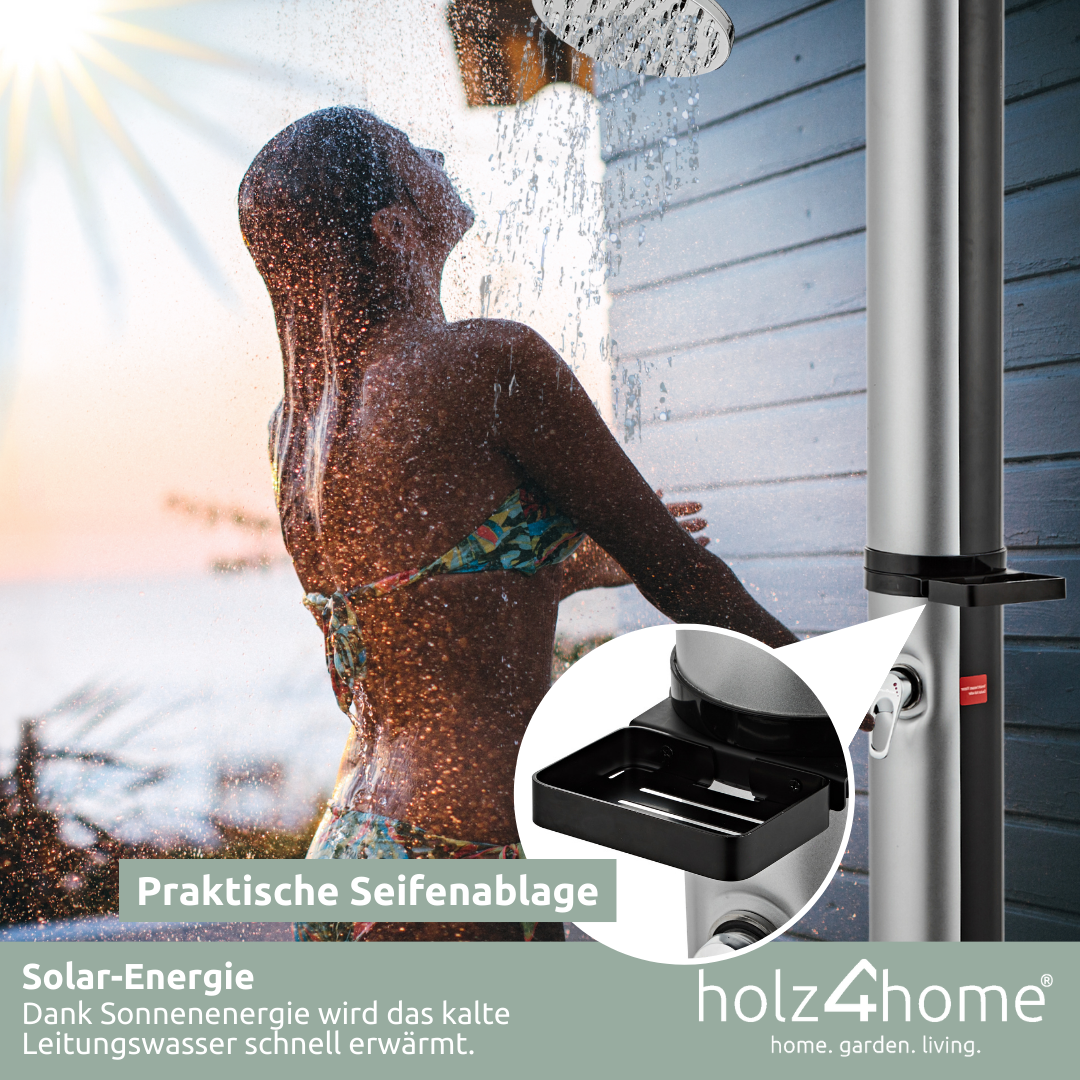 Solardusche mit Wasserspeicher für Pool, Garten und Camping - Gartendusche inkl. Schutzhülle