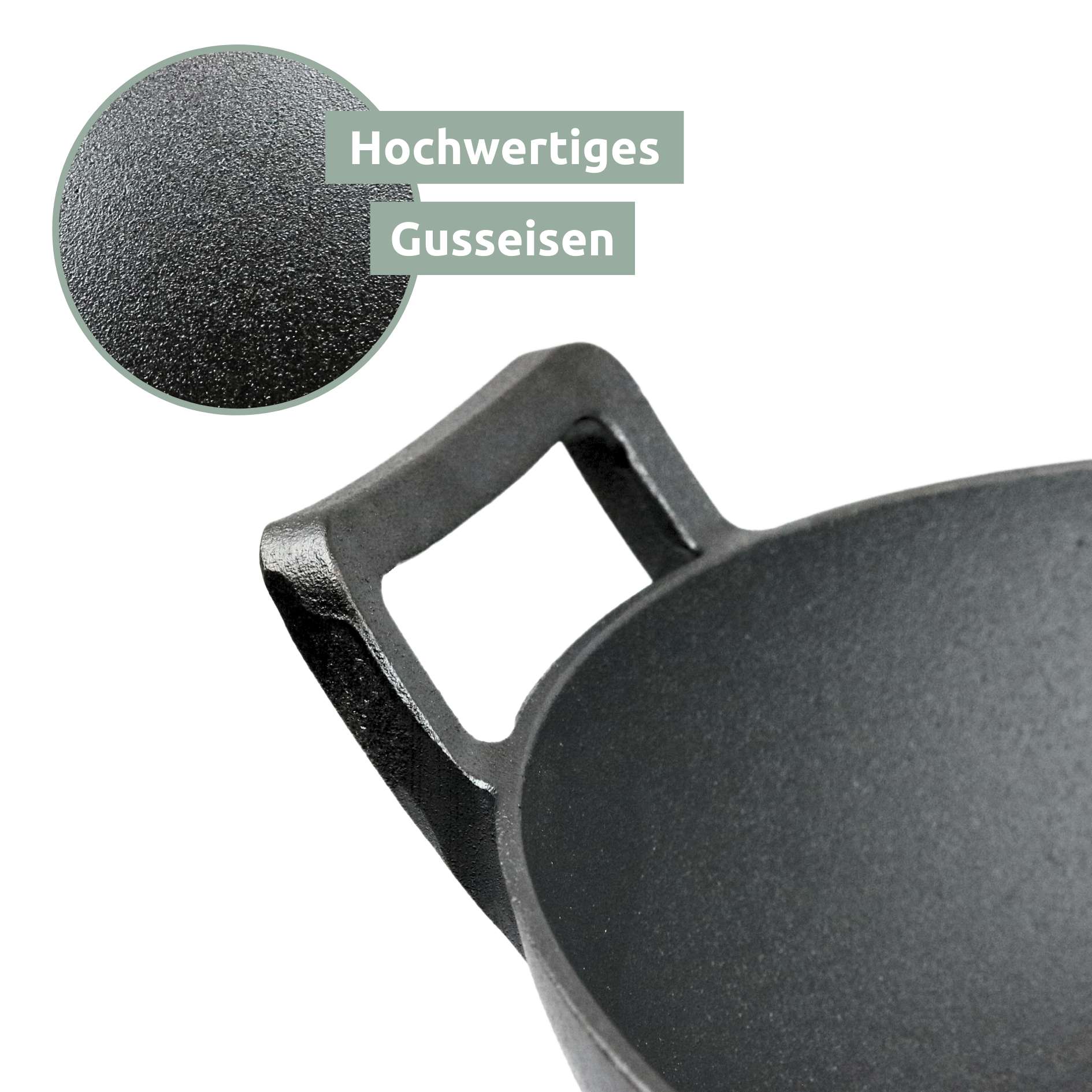 Wok aus Gusseisen Ø 36 cm I abgeflachter Boden